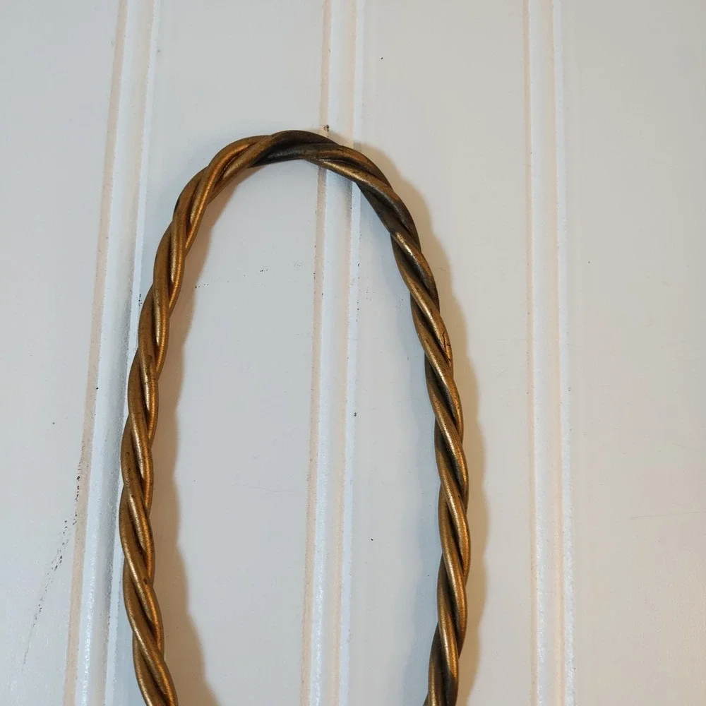 Pair Vtg Homco Braided Candle‎ Holders Twisted Wire Rope Metal Wall Sconces 2